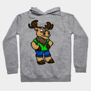 Cute Anthropomorphic Human-like Cartoon Character Elk in Clothes Hoodie